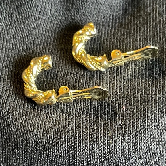 Vintage Christian Dior Gold Twisted Hoop Earrings - Picture 3 of 12